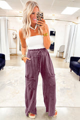 Wild Ginger Mineral Wash Knot High Waist Raw Hem Pants