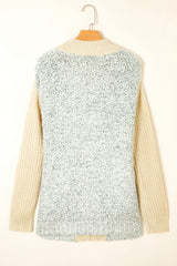 High-rise Patchwork Side Pockets Open Front Cardigan