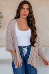 Old Rose Drop Shoulder Cut-Out Knit Cardigan Tunic
