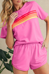 Bonbon Colorful Striped Casual Tee