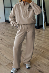 Jet Stream Half Zip Thumbhole Sleeve Hoodie Active Pants 2pcs Outfit