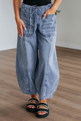 Myosotis Large Patch Pocket Drawstring Paperbag Waist Barrel Jeans
