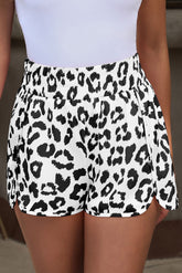 White Leopard High Waisted Athletic Shorts