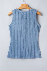 Sky Blue Slim Ribbed Mineral Wash Tank Top