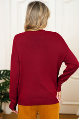 Racing Red Merry Colorful Dot Detail Christmas Dolman Sweater