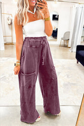 Wild Ginger Mineral Wash Knot High Waist Raw Hem Pants