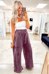 Wild Ginger Mineral Wash Knot High Waist Raw Hem Pants