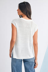 Jet Stream Solid Color Side Slits Sweater Tee
