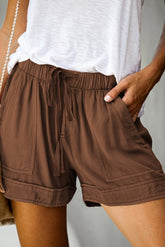 Brown Strive Pocketed Tencel Shorts