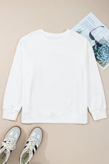 Beige Big Bow Pattern Plus Size Drop Shoulder Sweatshirt