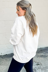 Beige Big Bow Pattern Plus Size Drop Shoulder Sweatshirt