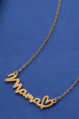Gold Mama Letter Heart Pattern Necklace