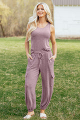 Orchid Bouquet Casual Tank Top Drawstring Jogger Pants 2pcs Outfit