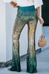 Green Black&Gold Gradient Sequined Pants