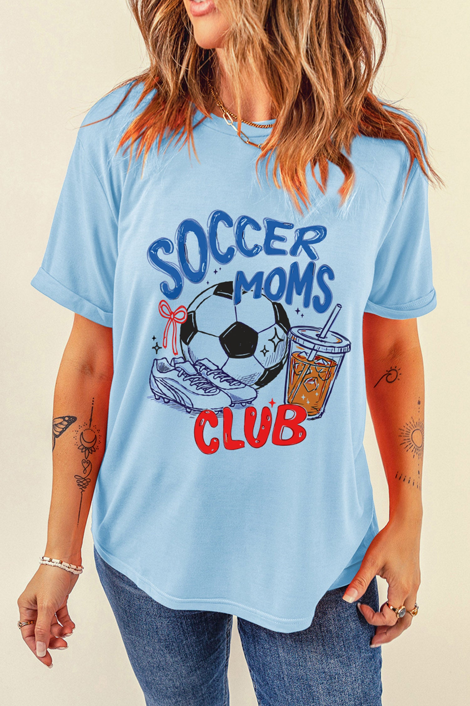 Light Blue Soccer Moms Club Graphic Tee