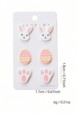 Pink Happy Easter Day Cute Earrings