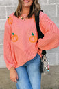 Blossom Pumpkin Embroidered Thanksgiving Holiday Sweater
