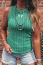 Sea Green Slim Ribbed Mineral Wash Tank Top