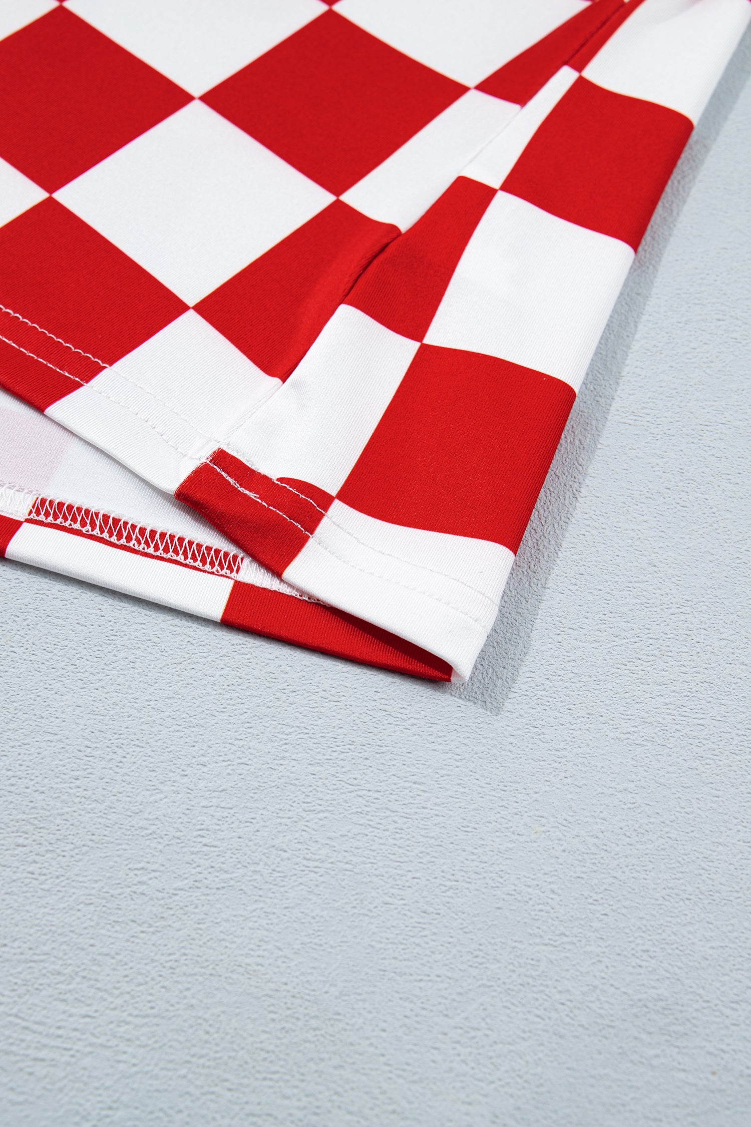 Red Checkerboard Printed Slim Tank Top