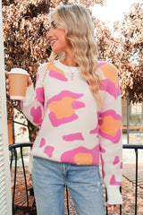 Sachet Pink Cheetah Colorblock Sweater