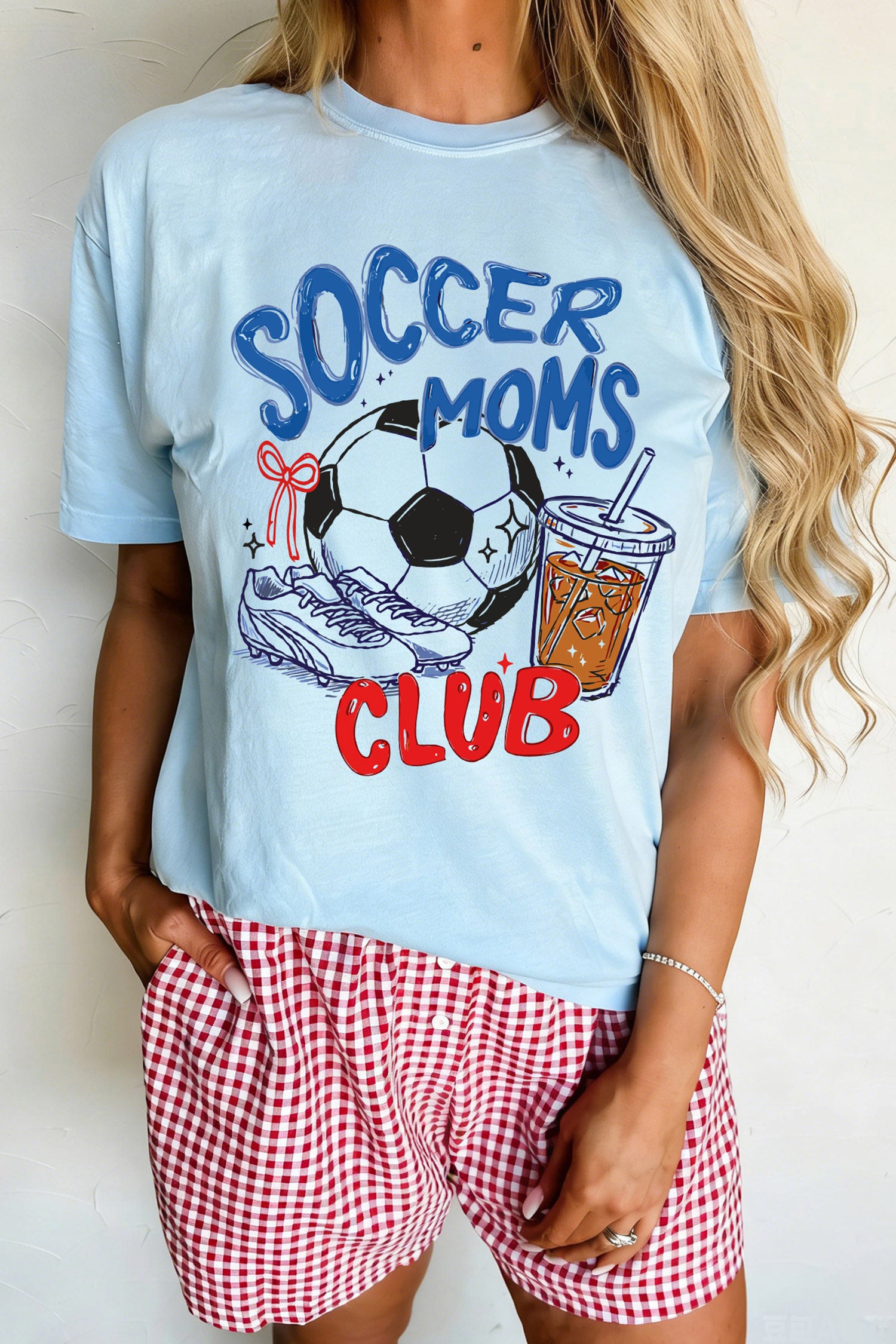 Light Blue Soccer Moms Club Graphic Tee