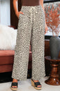 Brown Leopard Drawstring Loose Pants
