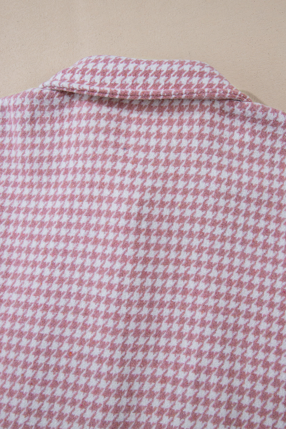 Pink Houndstooth Textured Patchwork Loose Shacket
