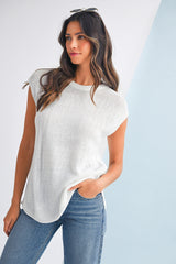 Jet Stream Solid Color Side Slits Sweater Tee