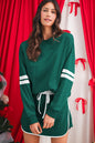 Evergreen Varsity Stripe Detail Drop Shoulder Pullover Mini Skort Set