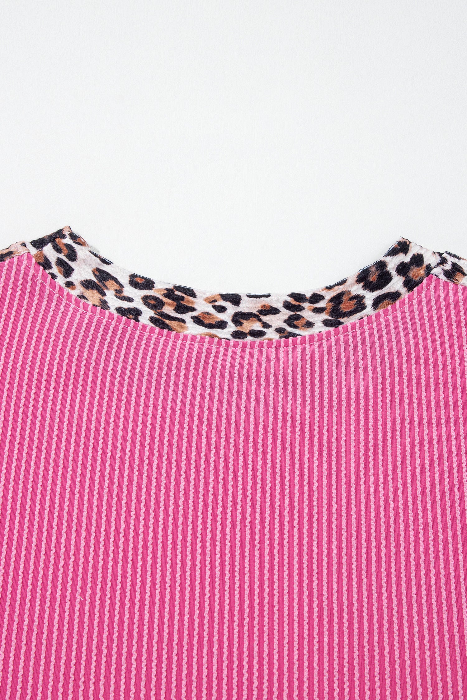 Sachet Pink Leopard Trim Twist Ribbed Short Set