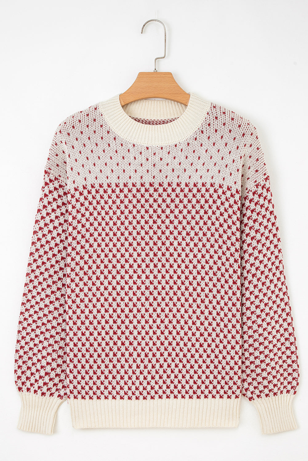 Red Colorblock Bishop Sleeve Knit Sweater
