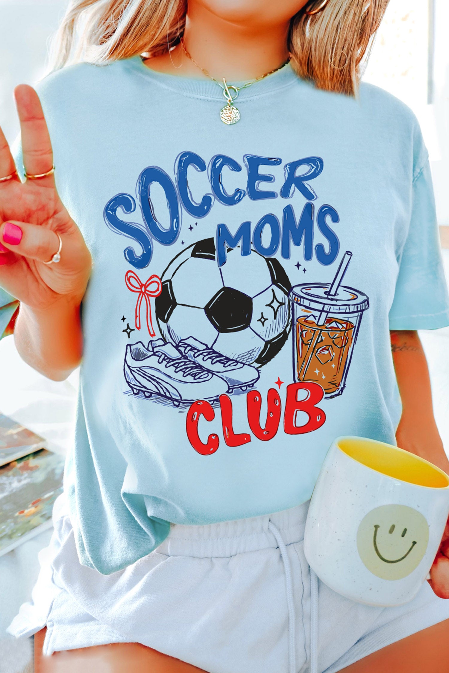 Light Blue Soccer Moms Club Graphic Tee