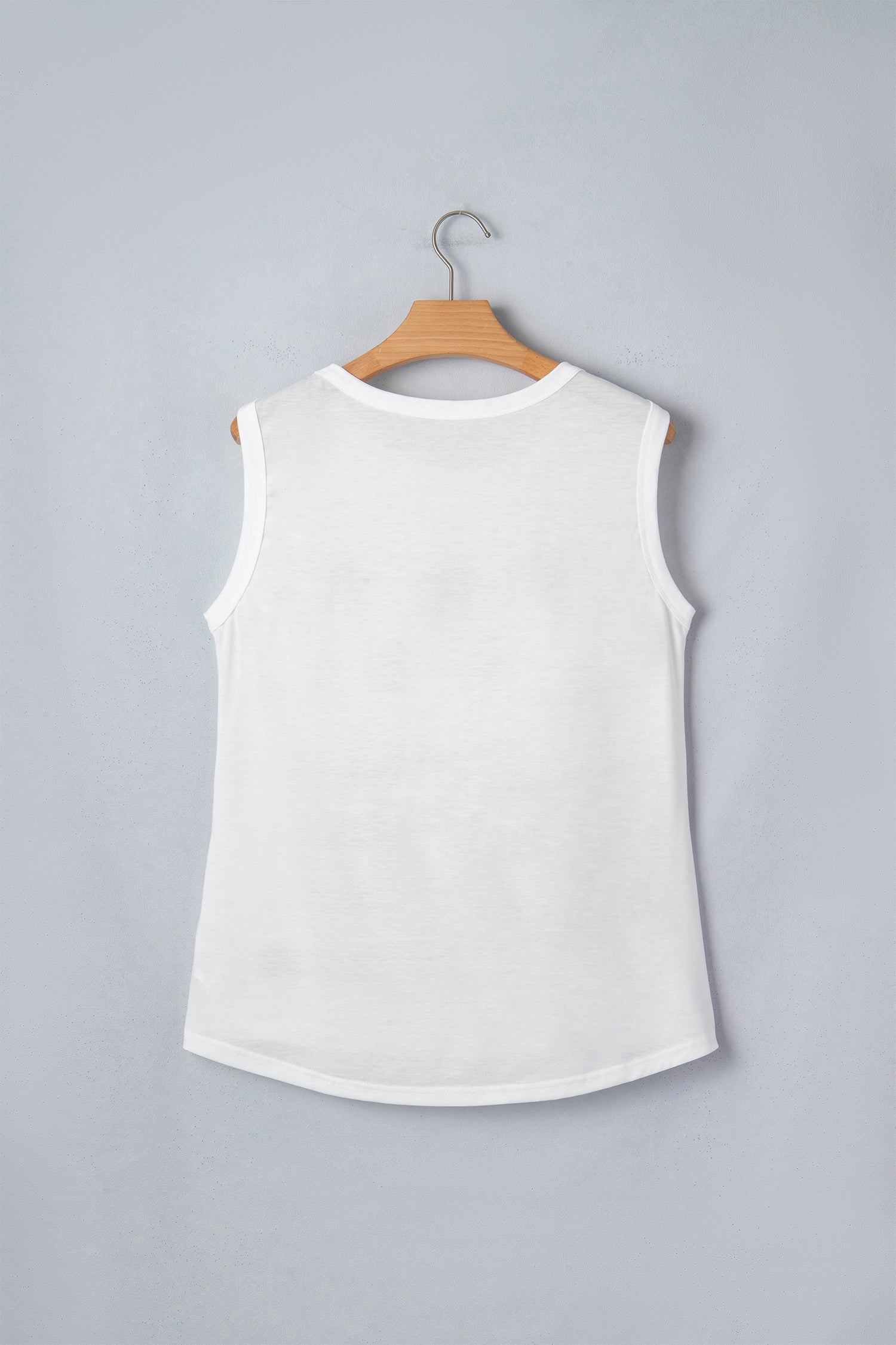 White Vintage Stars and Stripes Printed Casual Tank Top