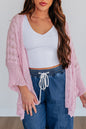 Pink Drop Shoulder Cut-Out Knit Cardigan Tunic