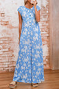 Myosotis Floral Print Sleeveless Wide Leg Jumpsuit