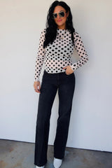 White polka-dot-mesh-top-ivory-black