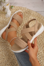 Beige Woven Open Toe  Sandals
