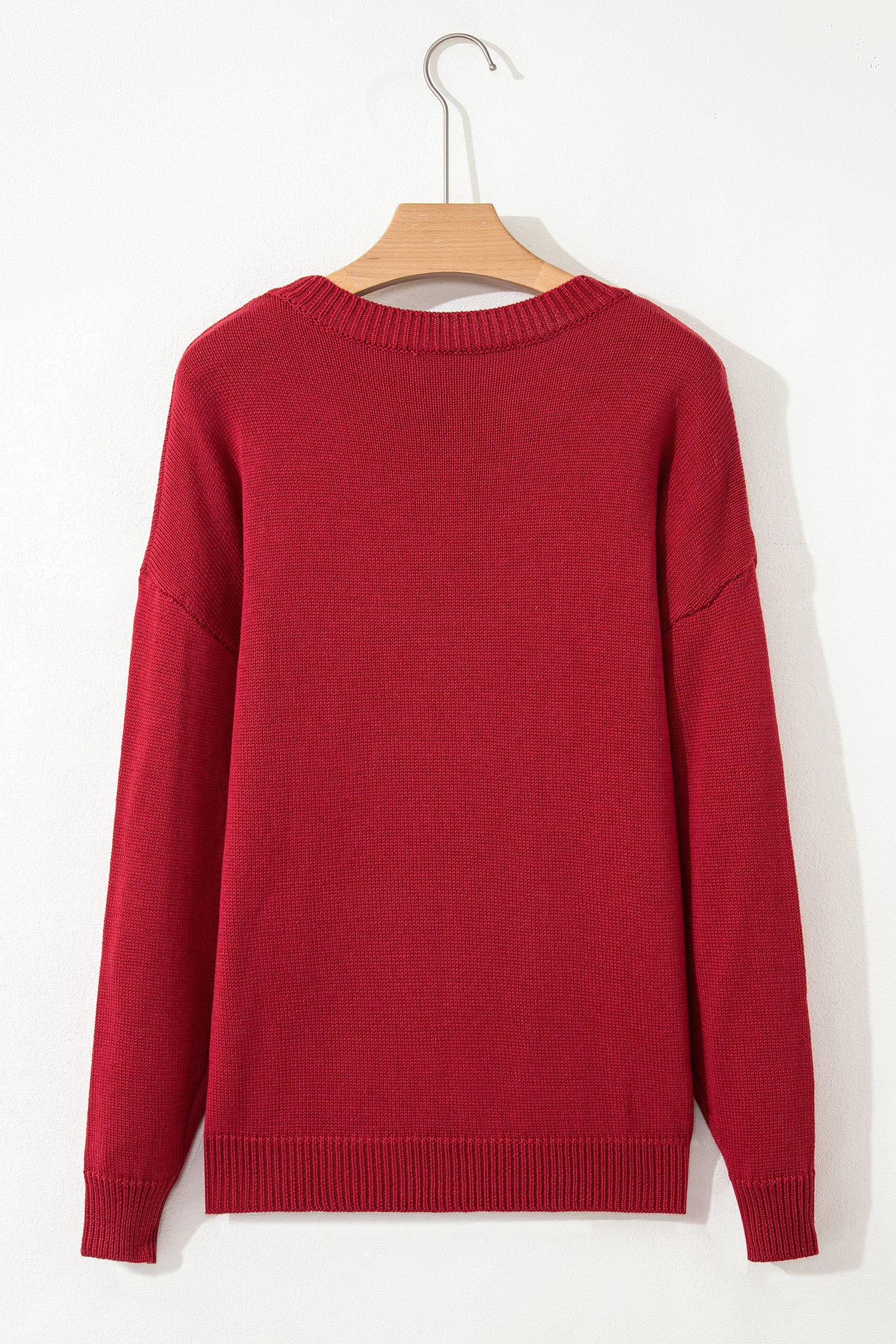 Racing Red Merry Colorful Dot Detail Christmas Dolman Sweater