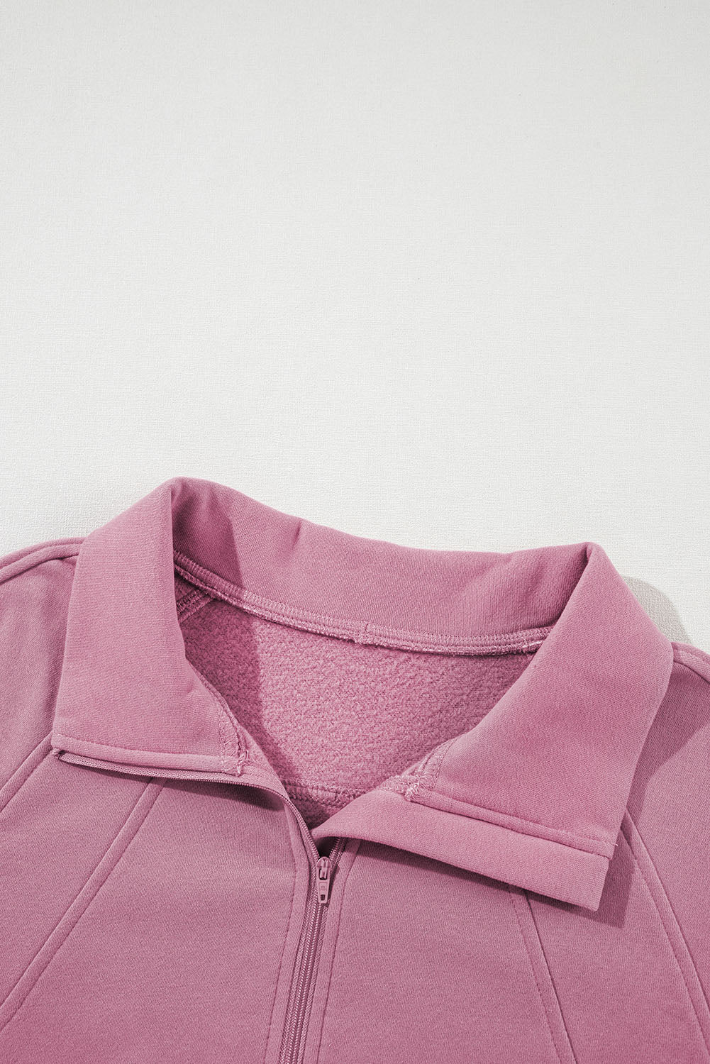 Phalaenopsis Zip Up Stand Collar Ribbed Thumbhole Sleeve Sweatshirt