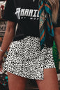 Black Leopard Print Button Overlap Denim Shorts