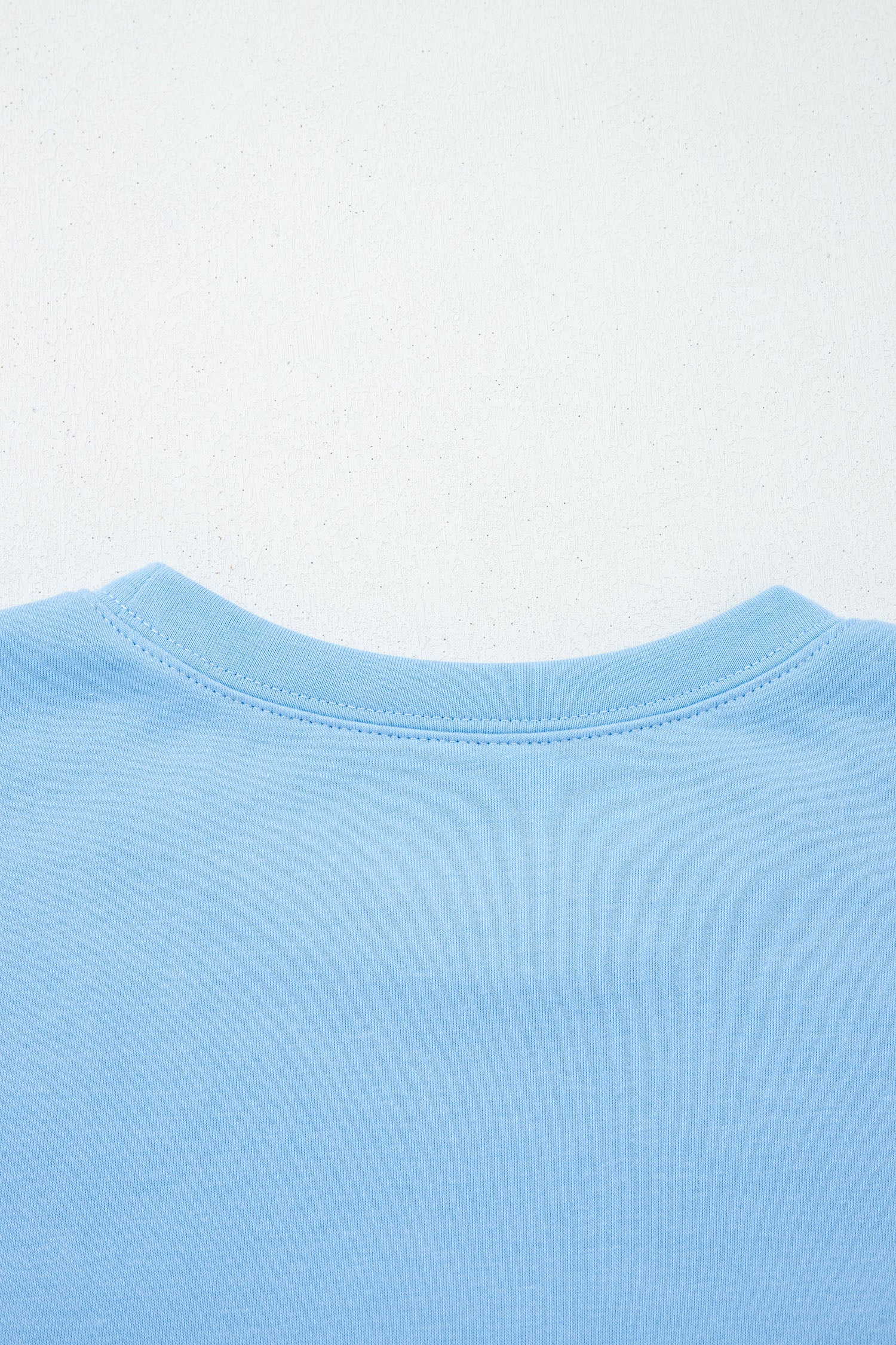 Mist Blue USA Flag Textured Patchwork Cap Sleeve Tee