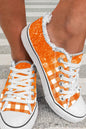 Orange Colorblock Checkered Flat Canvas Shoes