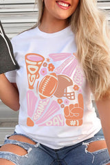 White Game Day Touchdown Season Graphic Tee