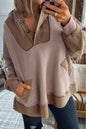 Goat Waffle Patchwork Plus Size Pocketed Hoodie