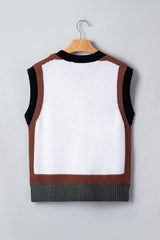 White Western Horse Head Colorblock Trim Sweater Vest