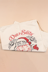 White Santa Claus Drawstring Closure Christmas Party Favor Gift Bag