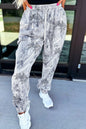 Gray Camo Print Cozy Drawstring Elastic Waist Jogger Pants