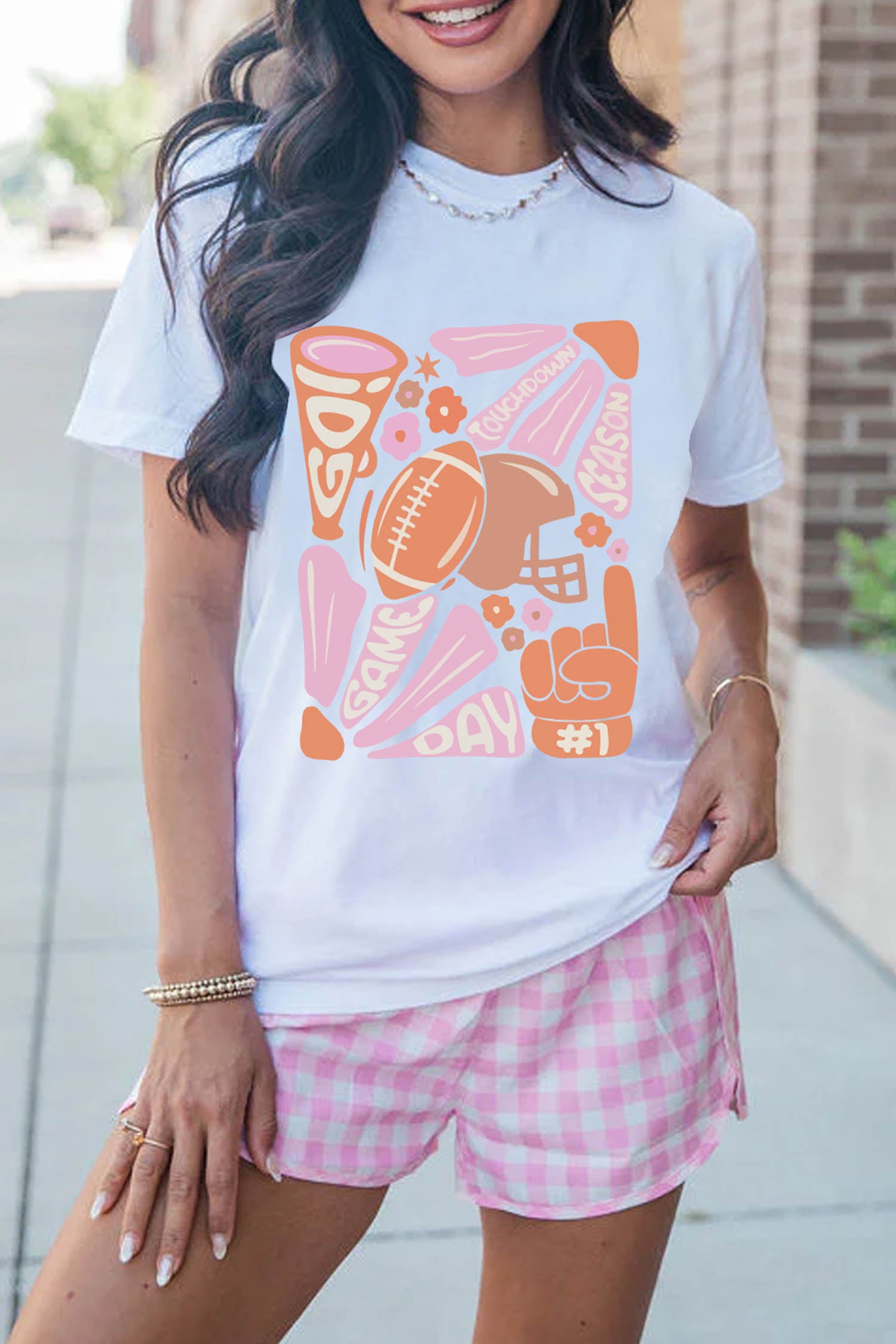 White Game Day Touchdown Season Graphic Tee