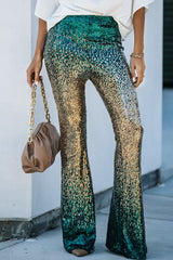 Green Black&Gold Gradient Sequined Pants